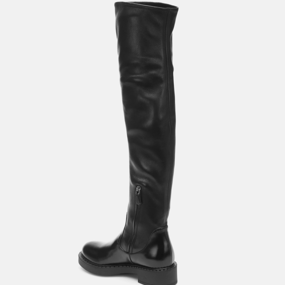 Prada Stretch Leather Tall Black Boots Size 37 - Picture 5 of 16